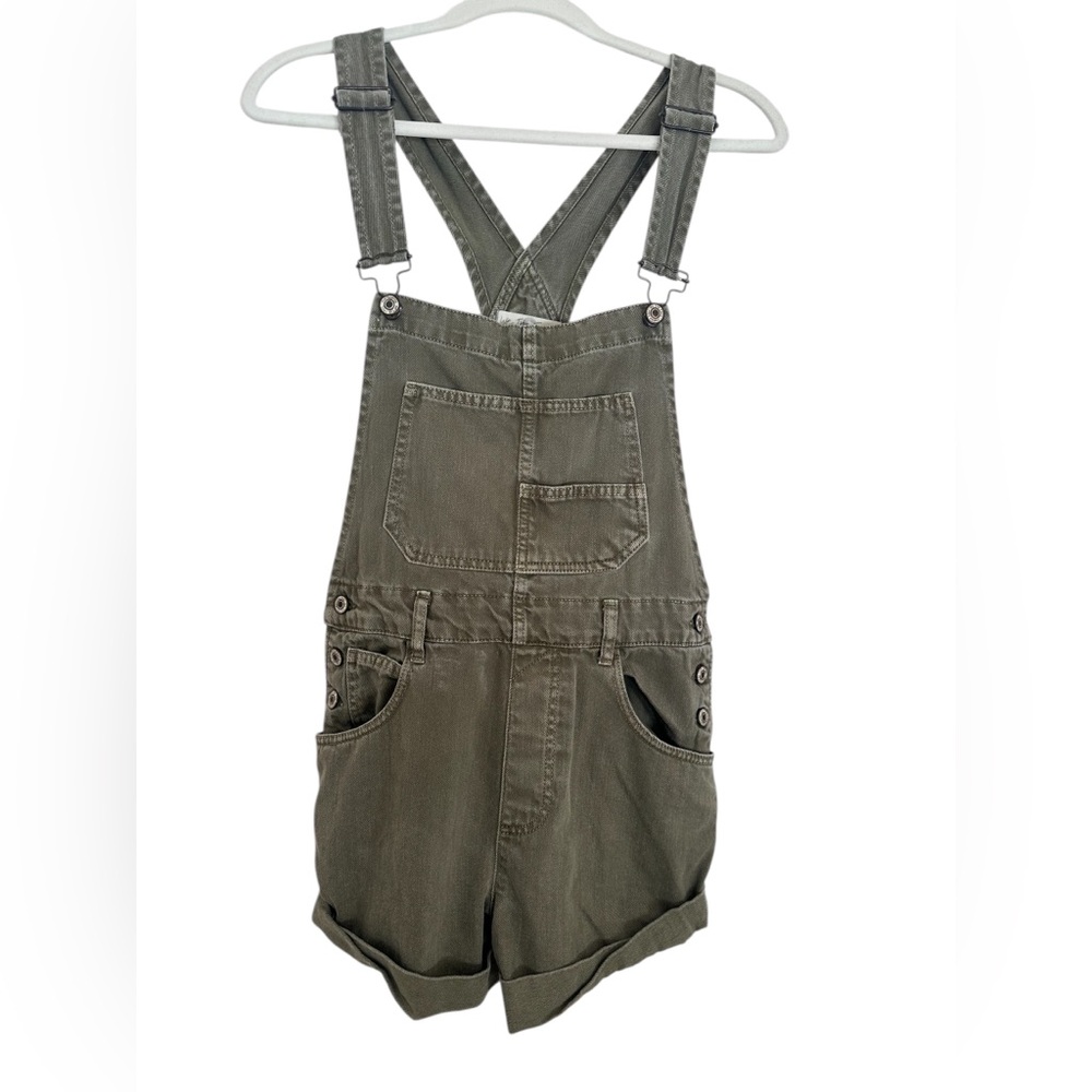Free People Olive Green Ziggy Short Overalls